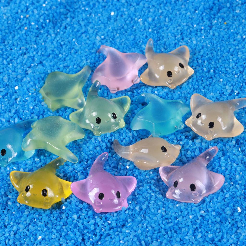 5/10Pcs Luminous Mini Resin Devil Ray, Glow In The Dark Tiny Animals Figures Diy Crafts For Fairy Garden Micro Landscape