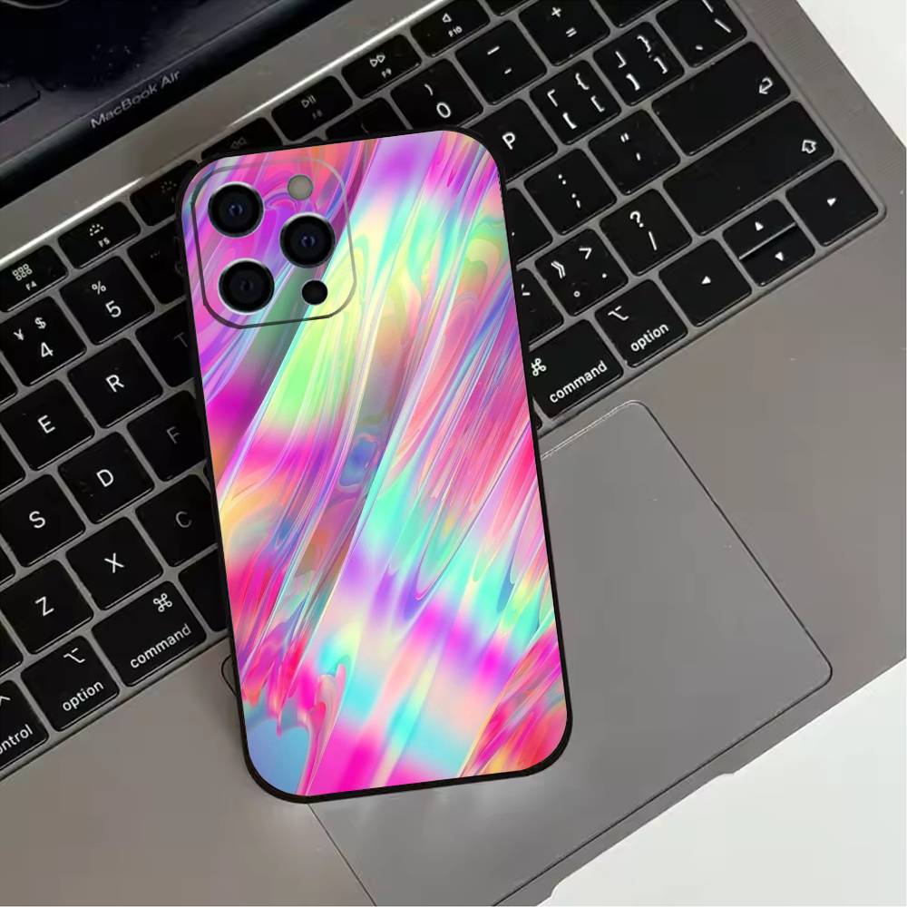 Лазерный стиль Чехол для телефона Для iPhone 17,16,15,14,13,12,11 Plus,Pro Max,XS,Мягкий силикон Черный чехол