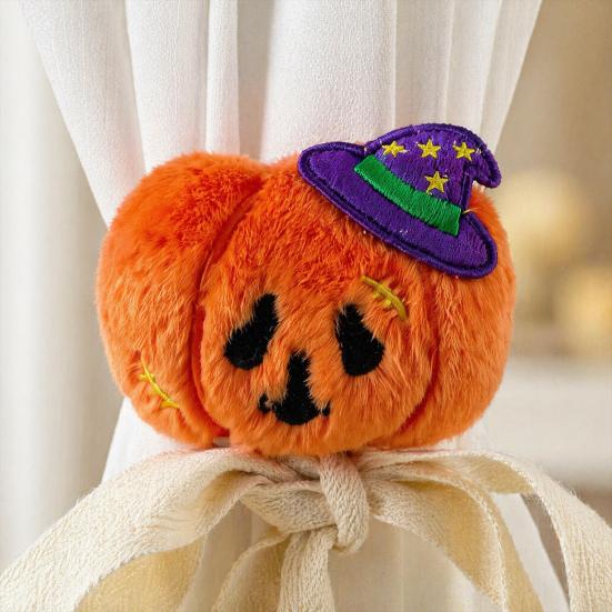 Witch Hat Curtain Holders Halloween Tiebacks, Funny Pumpkin Ghost Cartoon Window Straps, Easy to Use Fasteners Lightweight Adjustable Holdbacks