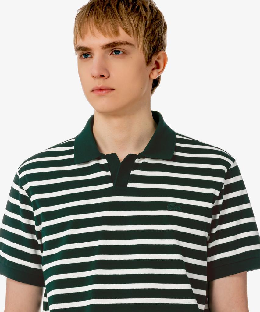 LACOSTE Мужская рубашка-поло с коротким рукавом, полосатая, с контрастной отделкой воротника Ph486E-56G Afk