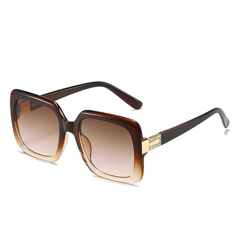 Summer new European and American fashion retro square catwalk large frame sunglasses women's popular sunglasses