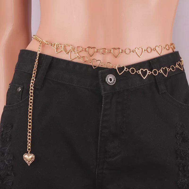 Trendy European & American Double-Layer Heart Waist Chain for Dresses