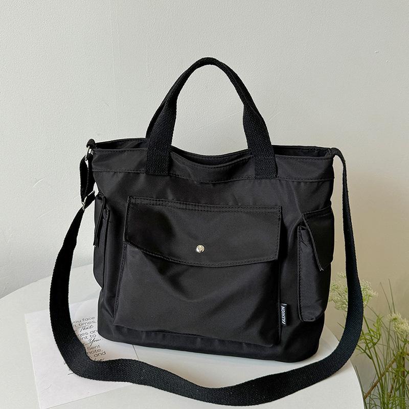 Повседневная простая холщовая сумка, весенняя однотонная текстурная сумка через плечо, большая вместимость, сумка для поездок на работу через плечо