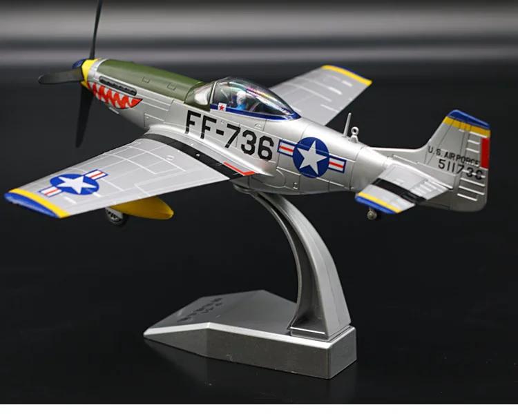 Литье под давлением 1:Модель истребителя P-51 Mustang в масштабе 1:48, металлическая, игрушка, имитация модели военного боевого самолета, сувенир, украшение для витрины
