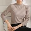 Half High Collar Long Sleeve  T-Shirts Women Top Autumn Winter Solid Loose Modal T-shirt Top
