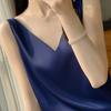 Женский жилет с V-образным вырезом без рукавов, однотонные топы свободного кроя из гладкого атласа, универсальная повседневная одежда