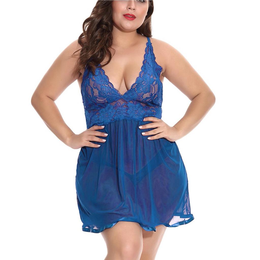 Women's Sexy Lingerie Mesh Solid Color Nightdress Suspender Pajamas