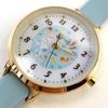 [Fieldwork] Women's Watch Snoopy Analog Leather Belt Watercolor Illustration Blue PNT033-3