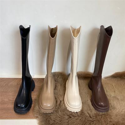 Ботинки Женские ботинки челси Белые длинные ботинки 2024 Новые осенне-зимние ботинки Martin на толстой подошве Высокие рыцарские ботинки