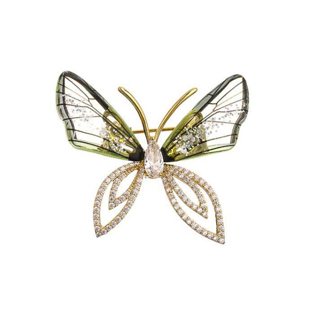 Rinhoo Shining Full Rhinestone Butterfly Brooch For Women Elegant Crystal Insect Collar Lapel Pins Animal Corsage Party Jewelry