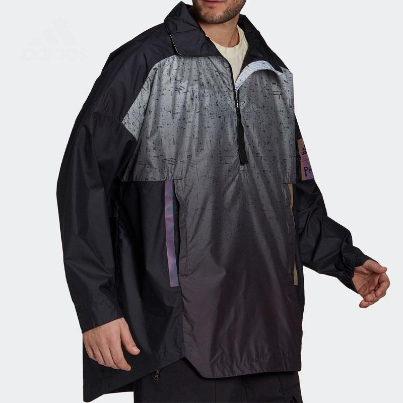 Adidas Мышелтер WR. Повседневная куртка с градиентом и высоким воротом, мужская верхняя одежда, черная GM4378