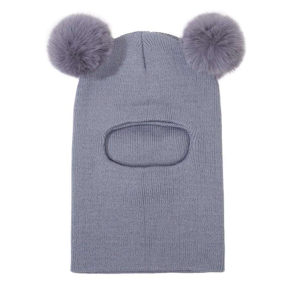 Knitted Baby Winter Hat Solid Color Kids One-piece Hat Scarf Children Bonnet Infant Cap  Girls Boys