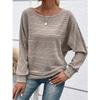 Autumn Winter  Women T-Shirts (women’s) Comfortable Casual Solid Color Long Sleeved Round Neck Patchwork Top T-shirt