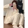 Women's Fall/Winter Thick Cotton Pajama Set - Long Sleeve & Pants