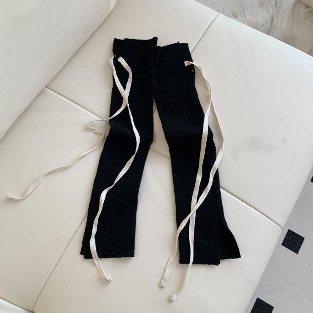 Гетры на шнуровке с бантом Y2K Гольфы до колена Однотонные женские чулки Осень
