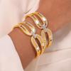 Браслет-бенгл с цирконом в виде бантика для женщин, позолоченная нержавеющая сталь, пружинный круглый браслет-бенгл, женский свадебный водонепроницаемый циркон