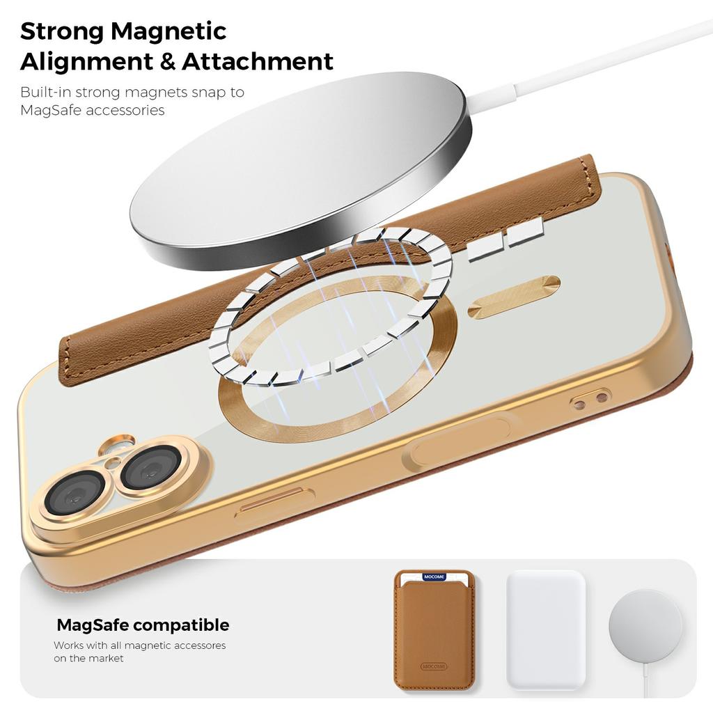 Чехол для iPhone 17, совместимый с MagSafe, кожаный чехол для телефона с RFID-блокировкой