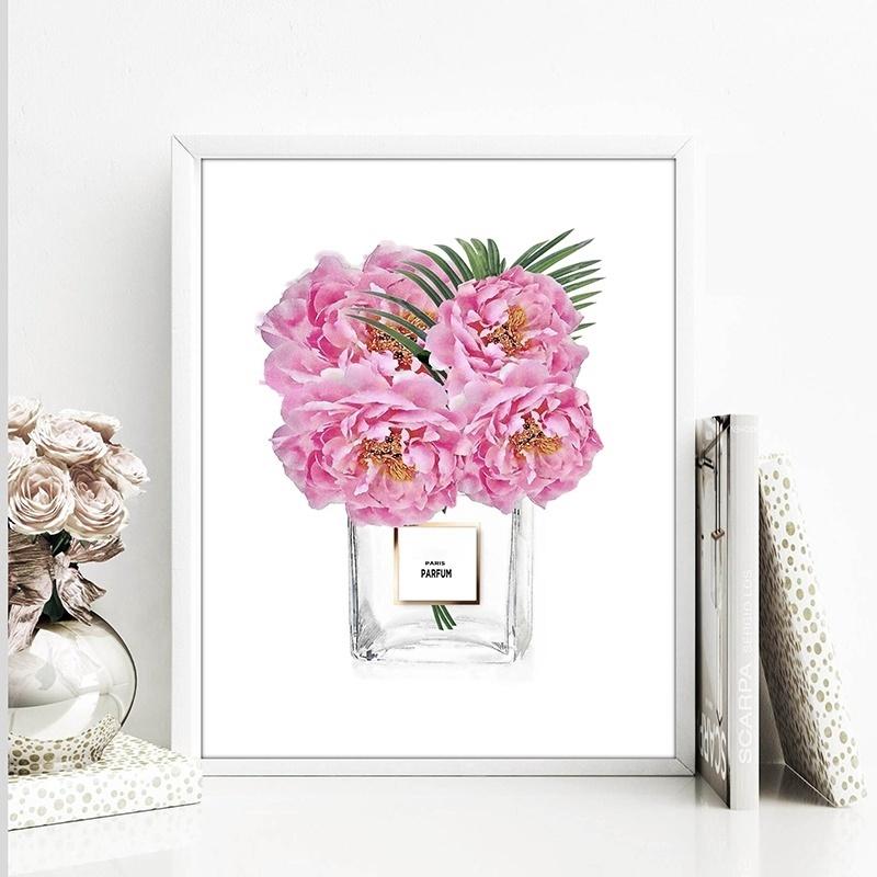Canvas Painting Nordic Decor Pink Peony Flower Poster and Print Love Wall Art Floral Picture Bedroom