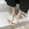 Модные женские тапочки, летние брендовые шлепанцы с открытым носком, повседневная обувь на плоской подошве, сандалии для отдыха, женские пляжные шлепанцы, тапочки, большой размер 35-41