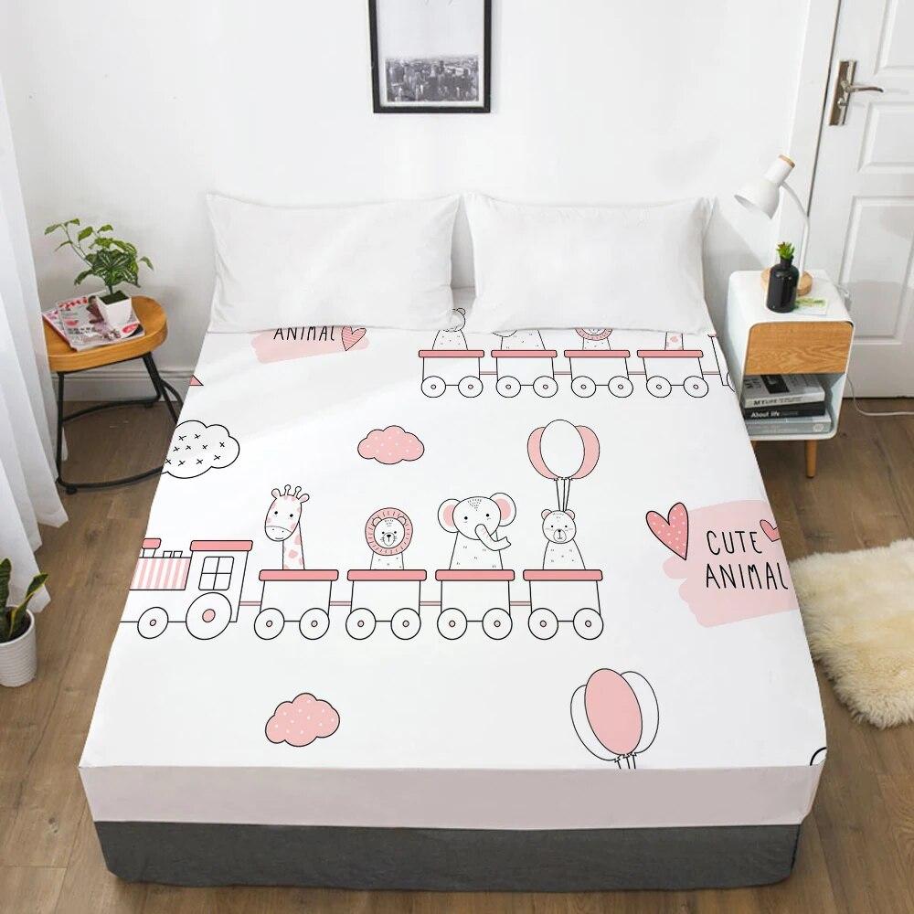 Children Elastic Fitted Sheet Bed Sheet With An Elastic Band Bedding For Kids Baby Child Mattress Cover Single 160x200 Bed Train