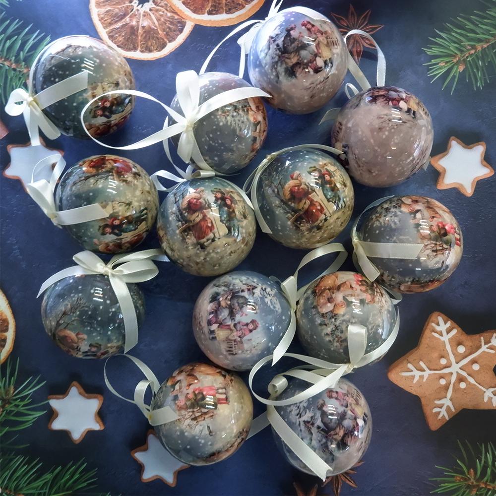 14 шт. в коробке, рождественские елочные подвесные шаровые украшения Navidad, новогодний шар, безделушка для рождественских украшений своими руками, шар с ремнями, детский подарок