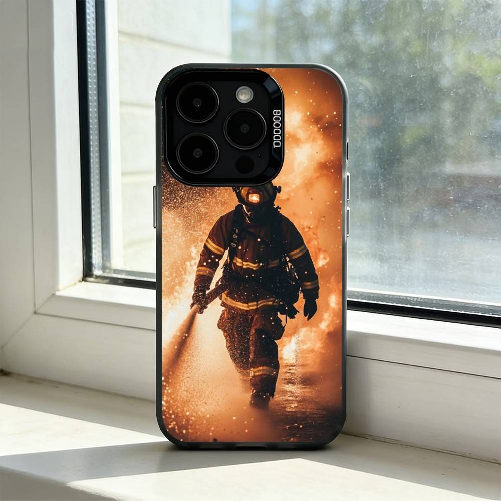 F-Fireman Firefighter Phone Case For iPhone 17,16,15,14,13,12,11 Plus,Pro Max,XS,Colored Silver Plated Inside Cover