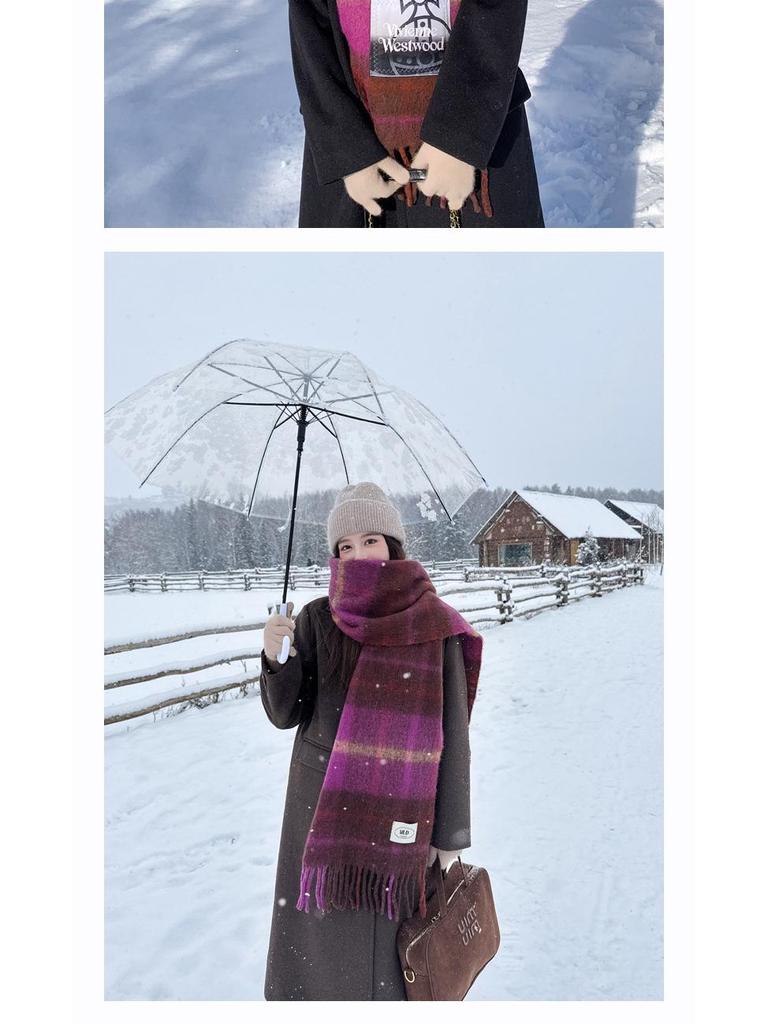 High-End Vivienne Westwood Wool Cashmere Plaid Snood Scarf for Women