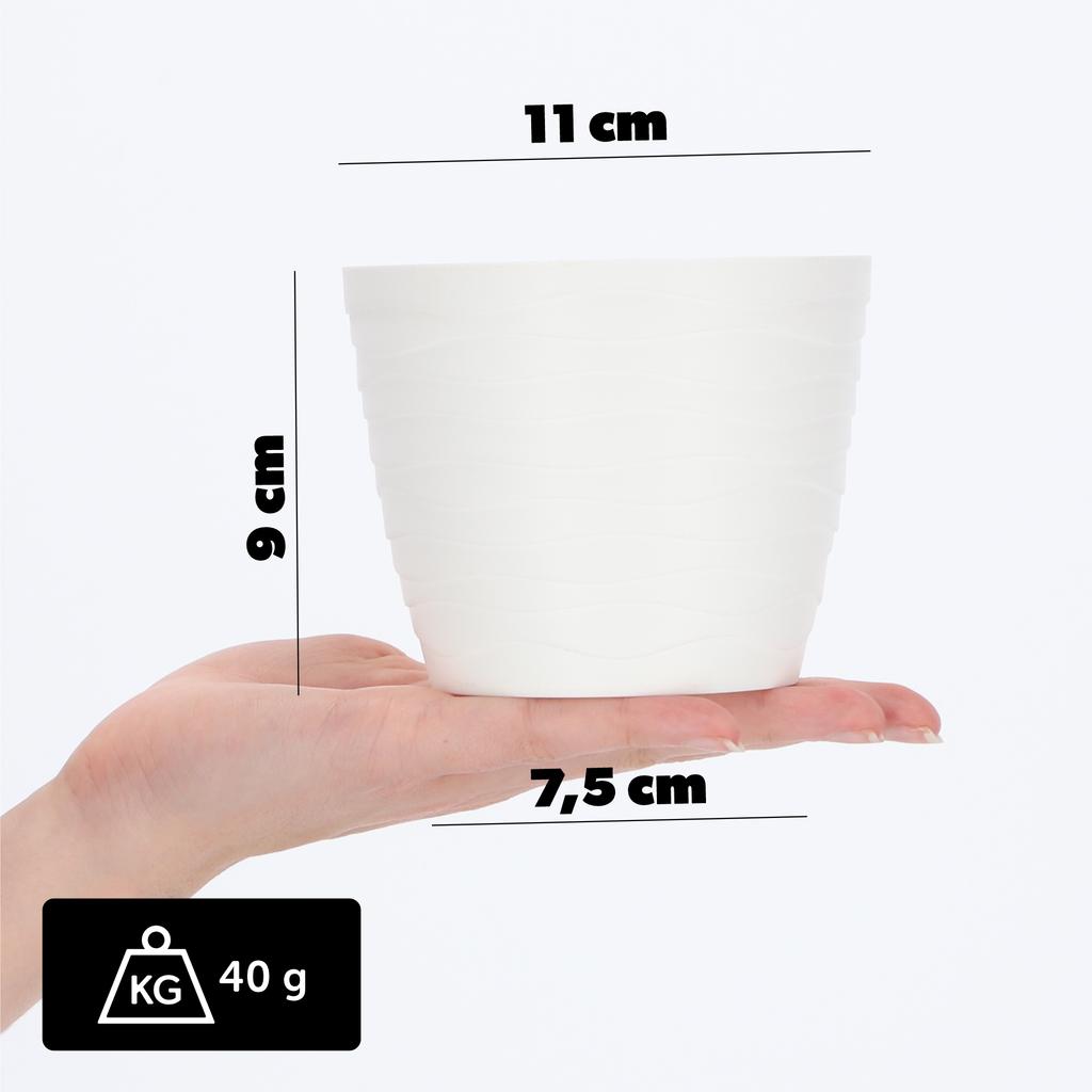 KADAX Doniczka Donica Osłonka Na Kwiaty Biała Okrągła 11cm Plastikowa