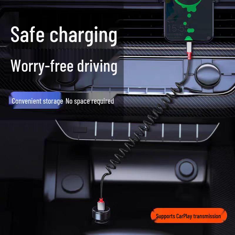 Bold 66W Spring-Loaded 6A Dual Type-C USB Fast Charging Anti-Tangle Cable