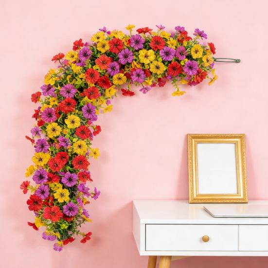 180 см Искусственная гирлянда из фиолетовых цветов, устойчивая к УФ-излучению, реалистичная, осенняя, из искусственных цветов, ротанговая лоза, для свадебной вечеринки, подвесная, имитация цветения, украшение