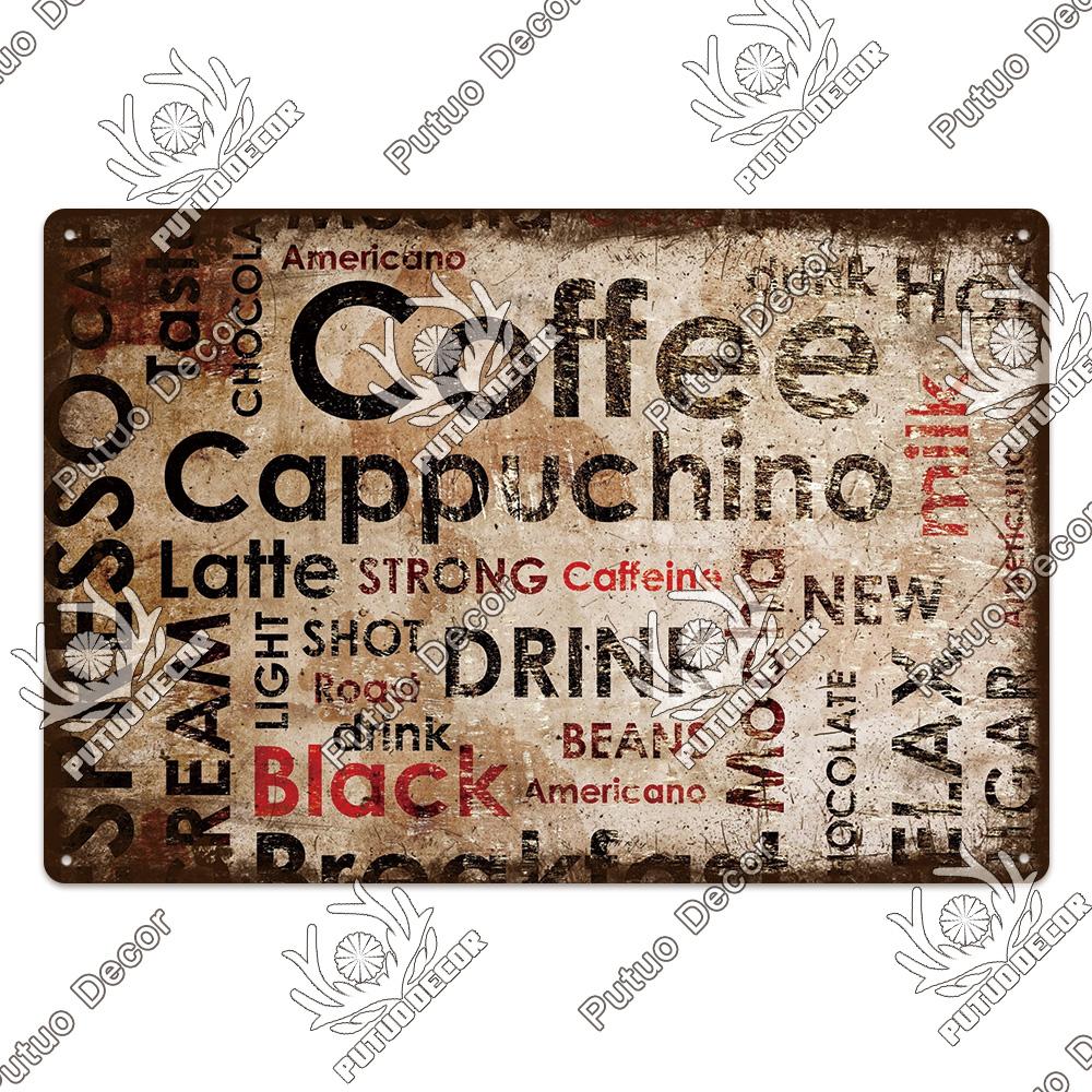 Decor Coffee Vintage Tin Sign Metal Sign Decorative Plaque Retro Plate Cafe Kitchen Living Room Coffee Bar Decoration