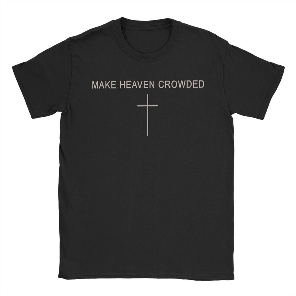 Men's Make Heaven Crowded Cross Subtle Christian Faith Minimalist T-Shirts Clothing Summer Short Sleeve T-Shirt Plus Size