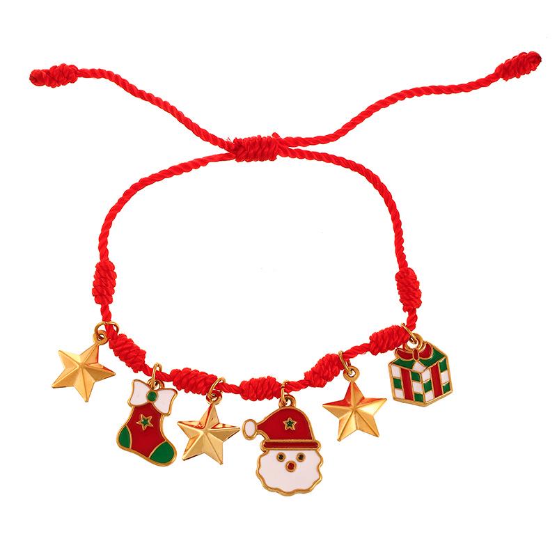 Европейско-американский рождественский браслет с колокольчиками и оленями, с регулируемым шармом Санты, леденцом и мультяшным капающим маслом