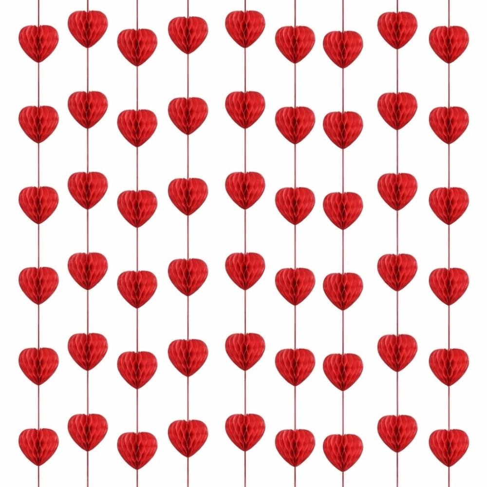 Romantic Heart Honeycomb Ball String Stereoscopic Love Heart Hanging Curtain Wedding