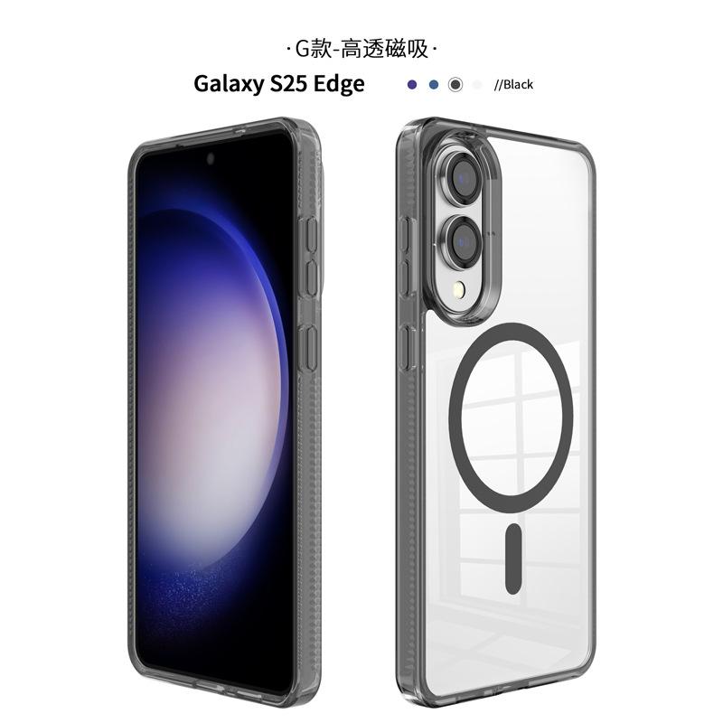 Amazon применяет прозрачный магнитный чехол для мобильного телефона Samsung s25ultra s25Edge, утолщенный, просвечивающий, противоударный, жесткий чехол