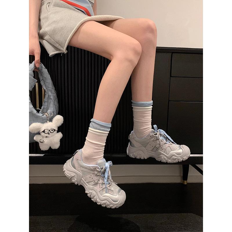 Уродливые милые ретро контрастные цветные вставки папины кроссовки женские 2025 новые на толстой подошве для активного отдыха походные сетчатые повседневные спортивные кроссовки