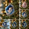 Geode Animal Christmas Ornament 2D Acrylic Crystal Cave Little Forest Animals Hanging Ornament for Xmas Tree Holiday Home Party Decor