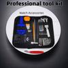 Набор инструментов для ремонта часов Набор пружинных стержней Штифт для звеньев Открывалка задней крышки Съемник Набор для обслуживания часов с футляром для переноски и молотком для часов