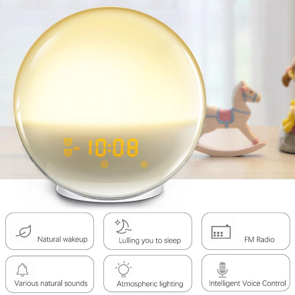 Имитация восхода солнца, будильник, свет, красочная атмосфера, ночник, будильник для детей, светодиодный электронный будильник Cl A8Y4