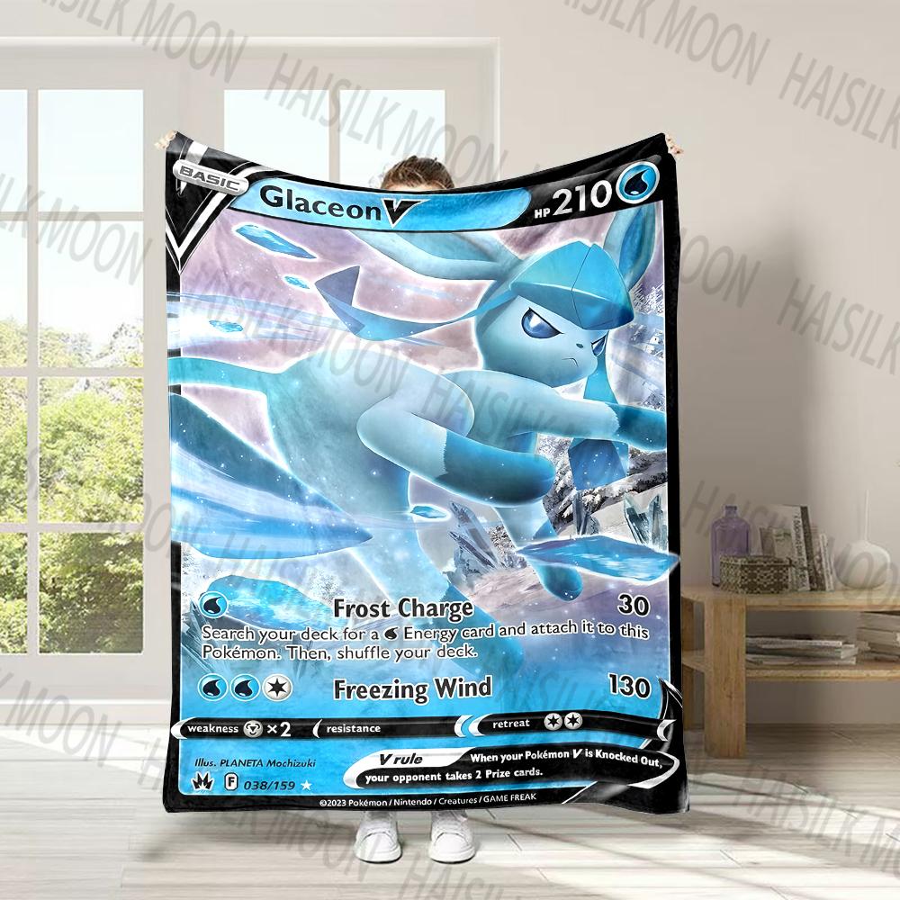 Pokémon Eevee Member Print Blanket Fluffy Plush Sofa Bed Blanket for Kids Adults Travel Camping Supplies Car Office for Gifts