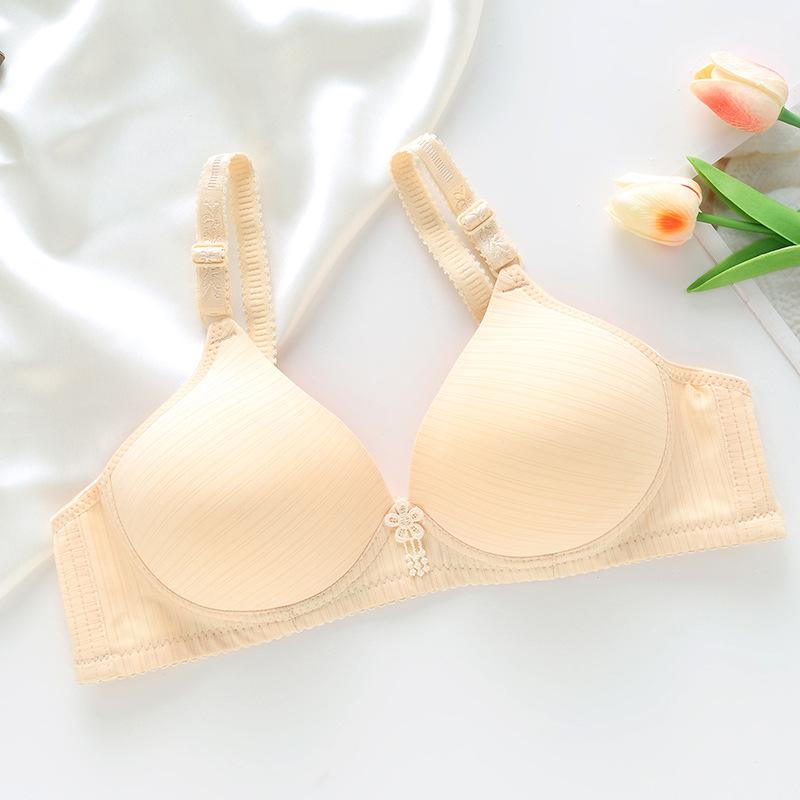 Gathering Stripe Soft Molded Cup Bra for Middle-Aged and Elderly Women