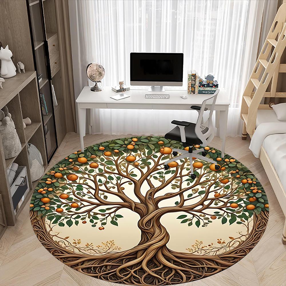 1pc Tree Life Office Round Area Rug, Under Office Chairs Bedroom Living Room Home Decor, Room Deco, Available in Various Sizes