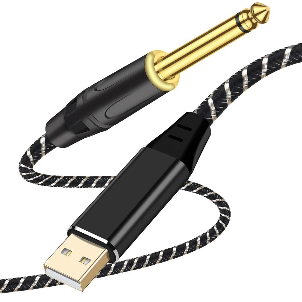 USB Guitar Cable, 2M USB Link Cable for Musical Instruments, PC Recording, USB To 6.35mm Recording Cable, USB Link Cable for Electric Guitar and