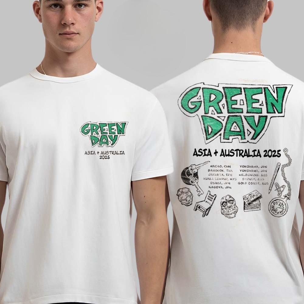 Новая футболка Green Day Riot Fest 2025 в Чикаго, Иллинойс, 21 сентября 2025 г. The Hot Dog Забавное искусство Двусторонняя футболка