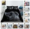 Роскошное постельное белье, односпальная двуспальная кровать, полноразмерная наволочка и пододеяльник, 2 или 3 кусочка микрофибры с принтом кошки или собаки, удобное украшение для дома