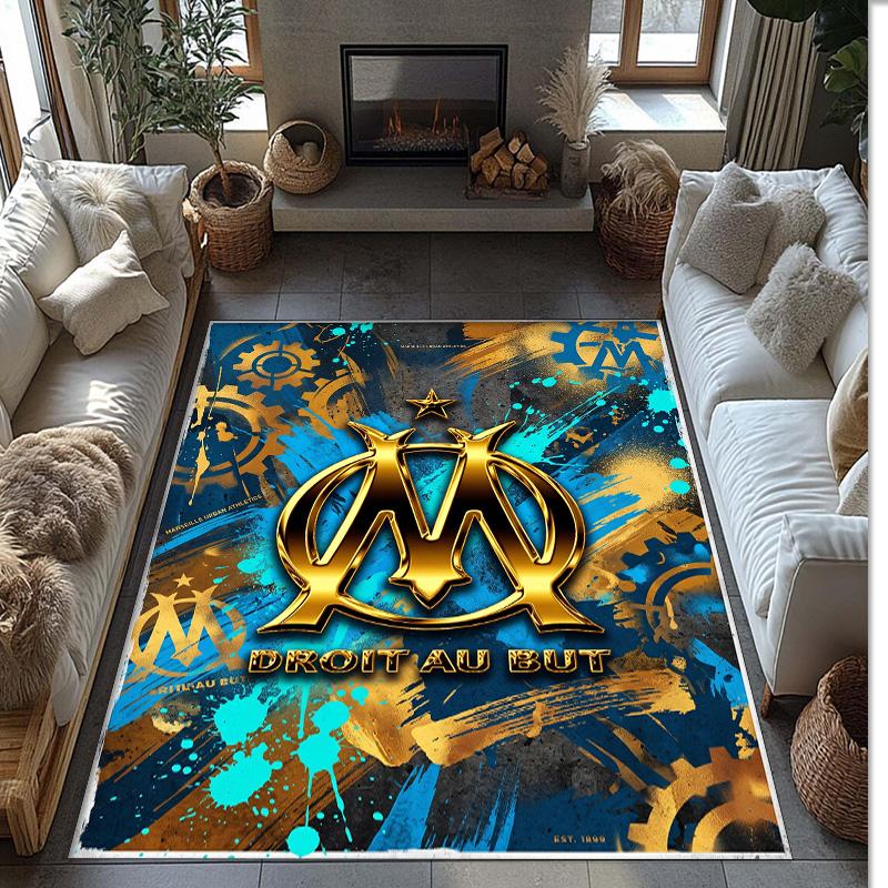 Olympique Lyonnais FC Soccer Football Pattern Soft Area Rug Non Slip Indoor Floor Carpet Sports Decor Mat for Bedroom
