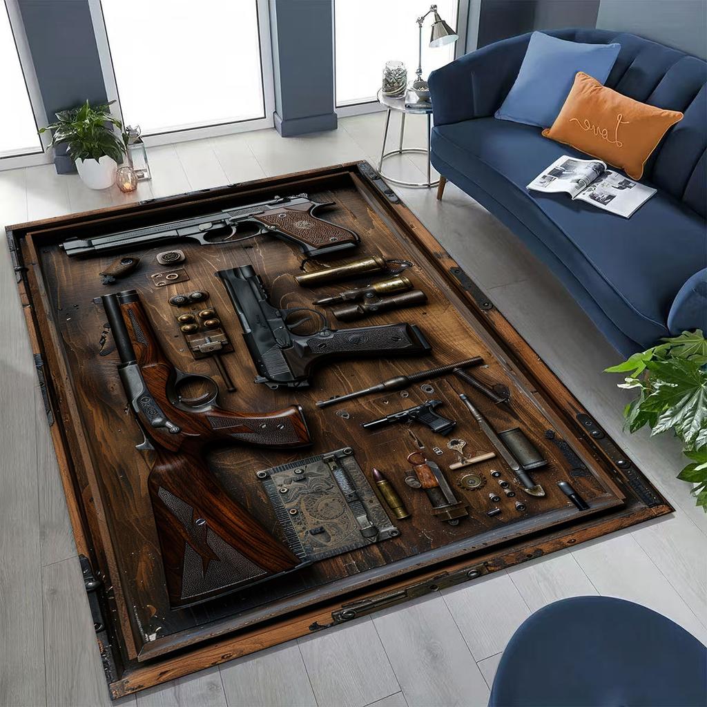 Дерево Металл Оружейный Кейс Коробка Военное Снаряжение Мото Коврик для Спальни Гостиной Дивана Дома Декор Коврик для Двери, Детский Игровой Нескользящий Напольный Коврик