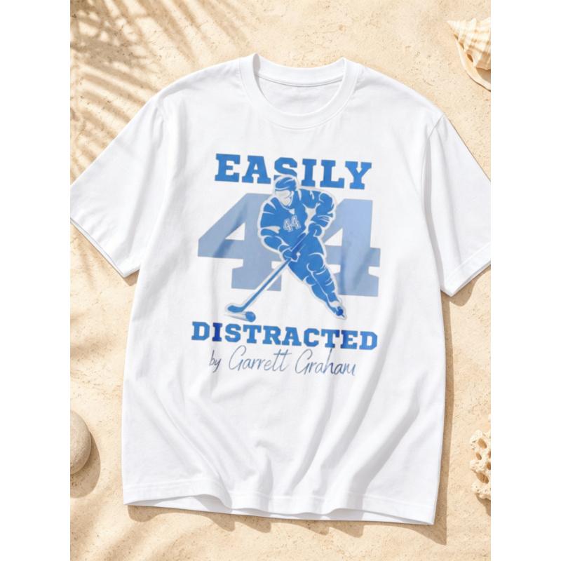 Men' Oversized Off- T-Shirt - Garrett Graham Hockey Romance Book Merch Tee, Suitable for Book Lovers Gift, Casual Round Neck Shirt with Iconic Print,