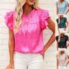 Элегантные милые женские рубашки, топы, лето 2025, новые модные топы с короткими рукавами и оборками, воротник-волна, офисные женские блузки