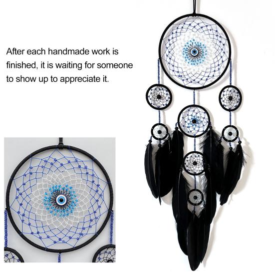 Ловец снов с перьями в виде дьявольского глаза для домашнего офиса, гостиной, спальни, настенное искусство, ручная работа